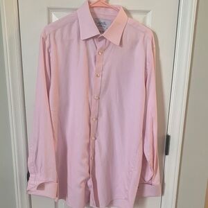 Charles Tyrwhitt Men’s Dress Slim Fit Pink Button Down Dress Shirt 17 Neck